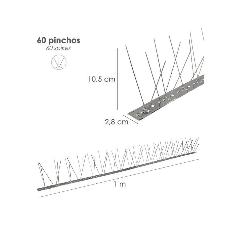 PINCHO ANTIPALOMAS 1MTR INOX 60PINCHOS